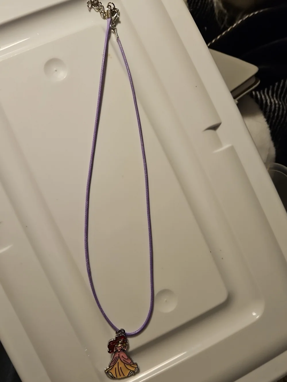 Purple Cord Princess Pendant Necklace - Unbranded